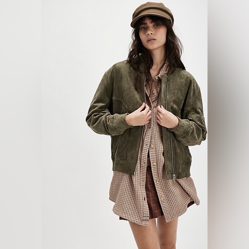 FREE PEOPLE x BLANKNYC Faux Suede Bomber Jacket